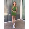 imageBTFBM Womens 2025 Summer Casual Beach Dresses Crew Neck Short Sleeve Wrap Party Club Mini Ruched Bodycon T Shirt DressGreen