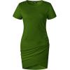 imageBTFBM Womens 2025 Summer Casual Beach Dresses Crew Neck Short Sleeve Wrap Party Club Mini Ruched Bodycon T Shirt DressGreen