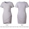 imageBTFBM Womens 2025 Summer Casual Beach Dresses Crew Neck Short Sleeve Wrap Party Club Mini Ruched Bodycon T Shirt DressGrey