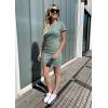 imageBTFBM Womens 2025 Summer Casual Beach Dresses Crew Neck Short Sleeve Wrap Party Club Mini Ruched Bodycon T Shirt DressGrey Green