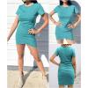 imageBTFBM Womens 2025 Summer Casual Beach Dresses Crew Neck Short Sleeve Wrap Party Club Mini Ruched Bodycon T Shirt DressLake Blue