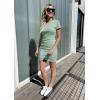 imageBTFBM Womens 2025 Summer Casual Beach Dresses Crew Neck Short Sleeve Wrap Party Club Mini Ruched Bodycon T Shirt DressLight Green