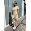 imageBTFBM Womens 2025 Summer Casual Beach Dresses Crew Neck Short Sleeve Wrap Party Club Mini Ruched Bodycon T Shirt DressLight Yellow