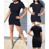 imageBTFBM Womens 2025 Summer Casual Beach Dresses Crew Neck Short Sleeve Wrap Party Club Mini Ruched Bodycon T Shirt DressNavy