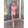 imageBTFBM Womens 2025 Summer Casual Beach Dresses Crew Neck Short Sleeve Wrap Party Club Mini Ruched Bodycon T Shirt DressPeach Pink