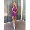imageBTFBM Womens 2025 Summer Casual Beach Dresses Crew Neck Short Sleeve Wrap Party Club Mini Ruched Bodycon T Shirt DressPurple