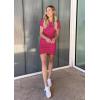 imageBTFBM Womens 2025 Summer Casual Beach Dresses Crew Neck Short Sleeve Wrap Party Club Mini Ruched Bodycon T Shirt DressRose Red