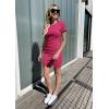 imageBTFBM Womens 2025 Summer Casual Beach Dresses Crew Neck Short Sleeve Wrap Party Club Mini Ruched Bodycon T Shirt DressRose Red