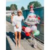 imageBTFBM Womens 2025 Summer Casual Beach Dresses Crew Neck Short Sleeve Wrap Party Club Mini Ruched Bodycon T Shirt DressWhite