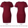 imageBTFBM Womens 2025 Summer Casual Beach Dresses Crew Neck Short Sleeve Wrap Party Club Mini Ruched Bodycon T Shirt DressWine Red