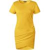 imageBTFBM Womens 2025 Summer Casual Beach Dresses Crew Neck Short Sleeve Wrap Party Club Mini Ruched Bodycon T Shirt DressYellow