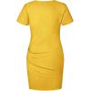 imageBTFBM Womens 2025 Summer Casual Beach Dresses Crew Neck Short Sleeve Wrap Party Club Mini Ruched Bodycon T Shirt DressYellow