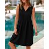 imageBTFBM Womens Summer Mini Dress 2025 Sleeveless Crew Neck Cute Bow Tie Front Loose Pleated Casual Short Dresses PocketsBlack
