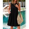 imageBTFBM Womens Summer Mini Dress 2025 Sleeveless Crew Neck Cute Bow Tie Front Loose Pleated Casual Short Dresses PocketsBlack