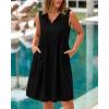 imageBTFBM Womens Summer Mini Dress 2025 Sleeveless Crew Neck Cute Bow Tie Front Loose Pleated Casual Short Dresses PocketsBlack