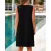 imageBTFBM Womens Summer Mini Dress 2025 Sleeveless Crew Neck Cute Bow Tie Front Loose Pleated Casual Short Dresses PocketsBlack