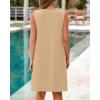 imageBTFBM Womens Summer Mini Dress 2025 Sleeveless Crew Neck Cute Bow Tie Front Loose Pleated Casual Short Dresses PocketsKhaki