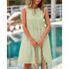 imageBTFBM Womens Summer Mini Dress 2025 Sleeveless Crew Neck Cute Bow Tie Front Loose Pleated Casual Short Dresses PocketsLight Green