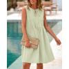 imageBTFBM Womens Summer Mini Dress 2025 Sleeveless Crew Neck Cute Bow Tie Front Loose Pleated Casual Short Dresses PocketsLight Green
