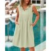 imageBTFBM Womens Summer Mini Dress 2025 Sleeveless Crew Neck Cute Bow Tie Front Loose Pleated Casual Short Dresses PocketsLight Green