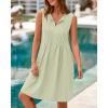 imageBTFBM Womens Summer Mini Dress 2025 Sleeveless Crew Neck Cute Bow Tie Front Loose Pleated Casual Short Dresses PocketsLight Green