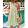 imageBTFBM Womens Summer Mini Dress 2025 Sleeveless Crew Neck Cute Bow Tie Front Loose Pleated Casual Short Dresses PocketsLight Green
