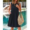 imageBTFBM Womens Summer Mini Dress 2025 Sleeveless Crew Neck Cute Bow Tie Front Loose Pleated Casual Short Dresses PocketsNavy