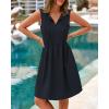 imageBTFBM Womens Summer Mini Dress 2025 Sleeveless Crew Neck Cute Bow Tie Front Loose Pleated Casual Short Dresses PocketsNavy