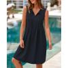 imageBTFBM Womens Summer Mini Dress 2025 Sleeveless Crew Neck Cute Bow Tie Front Loose Pleated Casual Short Dresses PocketsNavy