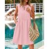 imageBTFBM Womens Summer Mini Dress 2025 Sleeveless Crew Neck Cute Bow Tie Front Loose Pleated Casual Short Dresses PocketsPink