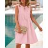 imageBTFBM Womens Summer Mini Dress 2025 Sleeveless Crew Neck Cute Bow Tie Front Loose Pleated Casual Short Dresses PocketsPink