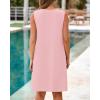 imageBTFBM Womens Summer Mini Dress 2025 Sleeveless Crew Neck Cute Bow Tie Front Loose Pleated Casual Short Dresses PocketsPink