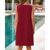 imageBTFBM Womens Summer Mini Dress 2025 Sleeveless Crew Neck Cute Bow Tie Front Loose Pleated Casual Short Dresses PocketsRed