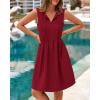 imageBTFBM Womens Summer Mini Dress 2025 Sleeveless Crew Neck Cute Bow Tie Front Loose Pleated Casual Short Dresses PocketsRed
