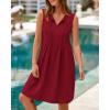 imageBTFBM Womens Summer Mini Dress 2025 Sleeveless Crew Neck Cute Bow Tie Front Loose Pleated Casual Short Dresses PocketsRed