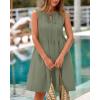 imageBTFBM Womens Summer Mini Dress 2025 Sleeveless Crew Neck Cute Bow Tie Front Loose Pleated Casual Short Dresses PocketsSage Green