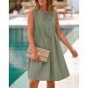 imageBTFBM Womens Summer Mini Dress 2025 Sleeveless Crew Neck Cute Bow Tie Front Loose Pleated Casual Short Dresses PocketsSage Green