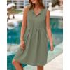 imageBTFBM Womens Summer Mini Dress 2025 Sleeveless Crew Neck Cute Bow Tie Front Loose Pleated Casual Short Dresses PocketsSage Green