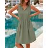 imageBTFBM Womens Summer Mini Dress 2025 Sleeveless Crew Neck Cute Bow Tie Front Loose Pleated Casual Short Dresses PocketsSage Green