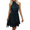 imageBTFBM Women Halter Neck Summer Dresses 2025 Spring Casual Sleeveless Floral Polka Dot Ruffle Mini Boho Beach Sun DressDark GreenBlackOrange