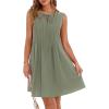imageBTFBM Womens Summer Mini Dress 2025 Sleeveless Crew Neck Cute Bow Tie Front Loose Pleated Casual Short Dresses PocketsSage Green