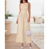 imageBTFBM Women 2025 Summer Sleeveless Ruched Maxi Dresses Boat Neck High Waist Wedding Guest Cocktail Tank Dress PocketsBeige