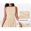 imageBTFBM Women 2025 Summer Sleeveless Ruched Maxi Dresses Boat Neck High Waist Wedding Guest Cocktail Tank Dress PocketsBeige