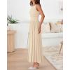 imageBTFBM Women 2025 Summer Sleeveless Ruched Maxi Dresses Boat Neck High Waist Wedding Guest Cocktail Tank Dress PocketsBeige
