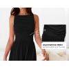 imageBTFBM Women 2025 Summer Sleeveless Ruched Maxi Dresses Boat Neck High Waist Wedding Guest Cocktail Tank Dress PocketsBlack