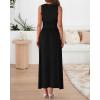imageBTFBM Women 2025 Summer Sleeveless Ruched Maxi Dresses Boat Neck High Waist Wedding Guest Cocktail Tank Dress PocketsBlack