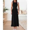 imageBTFBM Women 2025 Summer Sleeveless Ruched Maxi Dresses Boat Neck High Waist Wedding Guest Cocktail Tank Dress PocketsBlack