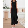imageBTFBM Women 2025 Summer Sleeveless Ruched Maxi Dresses Boat Neck High Waist Wedding Guest Cocktail Tank Dress PocketsBlack