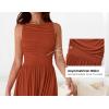imageBTFBM Women 2025 Summer Sleeveless Ruched Maxi Dresses Boat Neck High Waist Wedding Guest Cocktail Tank Dress PocketsBrick Red