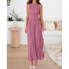 imageBTFBM Women 2025 Summer Sleeveless Ruched Maxi Dresses Boat Neck High Waist Wedding Guest Cocktail Tank Dress PocketsPink